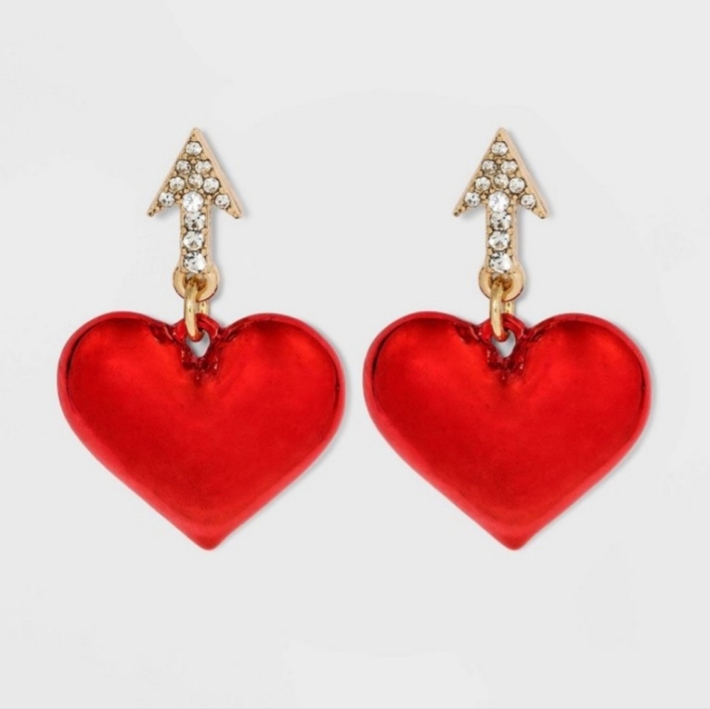 NWT Metallic Cupid's Heart Drop Earrings from SUGARFIX Valentine